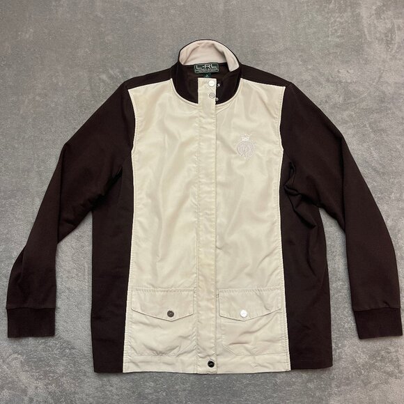 Lauren Active Ralph Lauren Crest Logo Full Zip Track Jacket Brown Women's 1X - Picture 1 of 9